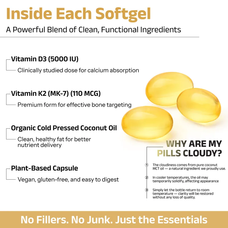 Inside each Vitamin D3 & K2 softgel